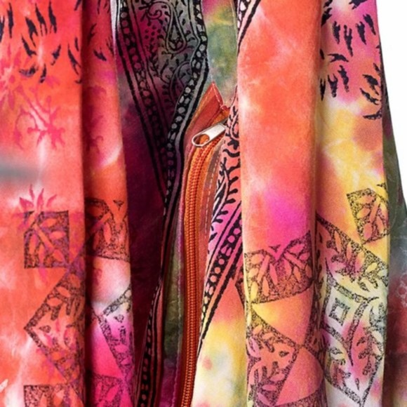 Boho Tribal Pink Zipper Tie Dye Shoulder Bag 90s - Picture 3 of 5